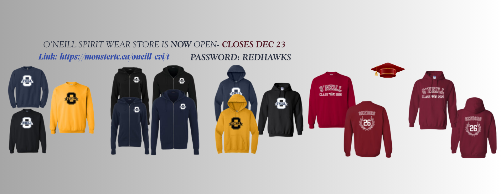 Redhawks Spirit wear on sale until December 23rd
